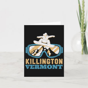 Carte Ski vintage Rétro Et Snowboard Vermont Neige