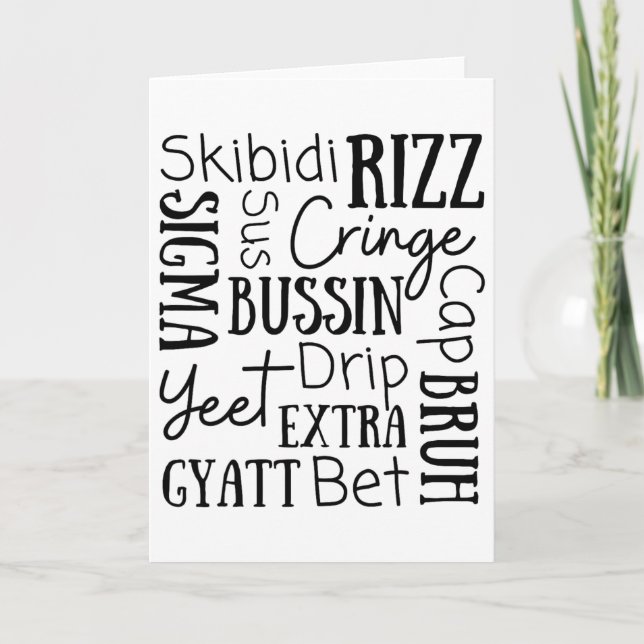 Carte Skibidi Rizz Drôles d'enfants Rizz Bussin Gen Z No (Devant)