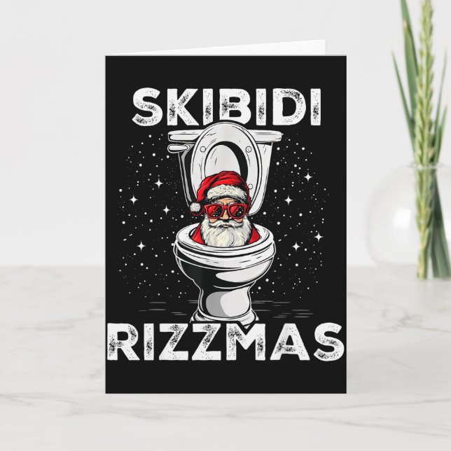 Carte Skibidi Rizzmas Drôle Toilet Père Noël Eléphant Bl (Devant)