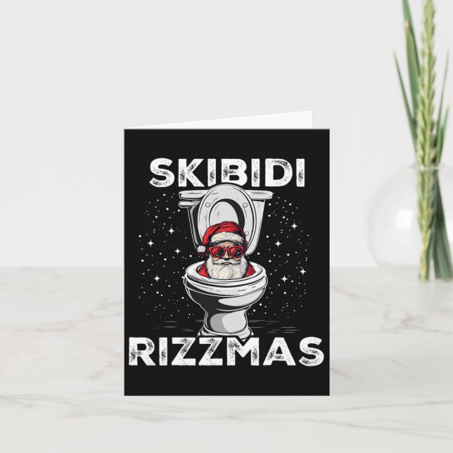 Carte Skibidi Rizzmas Drôle Toilette Père Noël Eléphant  (Devant)