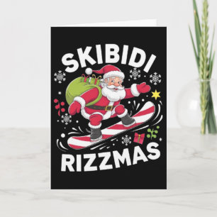 Carte Skibidi Rizzmas Père Noël Planche à Roulettes Rizz