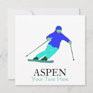Carte Skier Ski Ski Ski Partie Aspen Texte Personnalisé