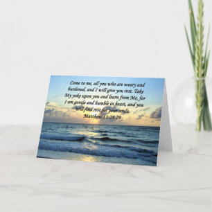 CARTE SKIES BLEUS MATTHEW 11:28 DESIGN PHOTO DE LEVER