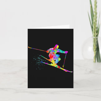 Carte Skieur de neige art cool arc-en-ciel éclaboussure 