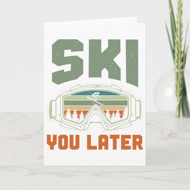 Carte Skieur drôle de ski à plus tard hiver ski (Devant)