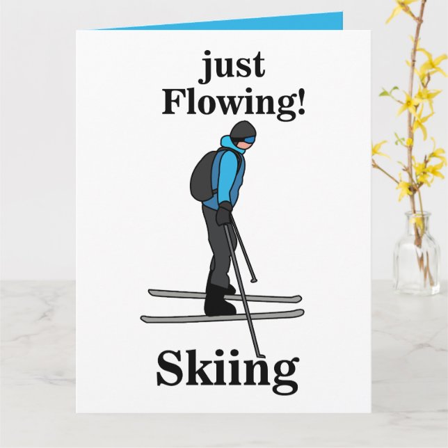 Carte Skieur qui coule juste à ski (Fleur jaune)