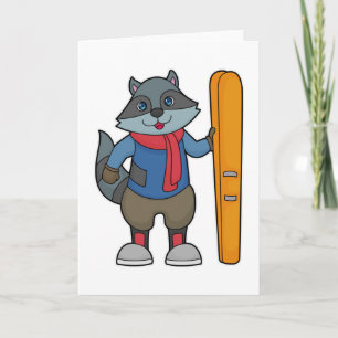 Carte Skieur raton laveur ski
