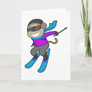 Carte Skieur singe Ski