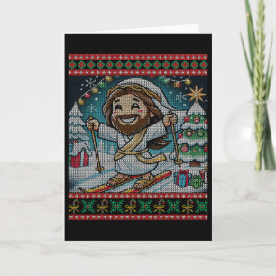 Carte Skiing Jésus Joyeux Anniversaire Foi Chrétienne Ug
