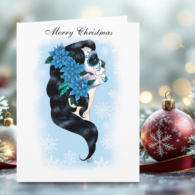 Carte Skull d'hiver Flèches de neige bleues (Créateur téléchargé)