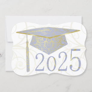 Carte Sky Blue and Gold Floral Casquette 2025