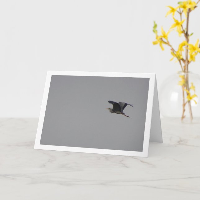 Carte Sky Gris Heron Bird (Fleur jaune)
