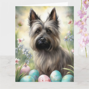 Carte Skye Terrier Chien avec Oeufs de Pâques Vacances