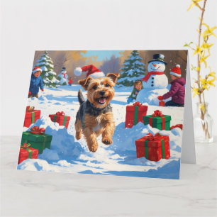 Carte Skye Terrier coule en neige avec le Casquette de N