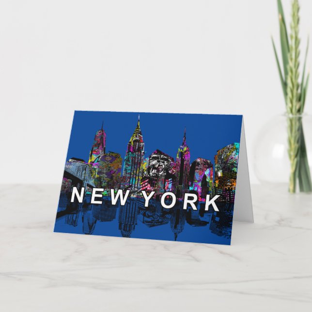 Carte Skyline new-yorkais en graffiti (Devant)