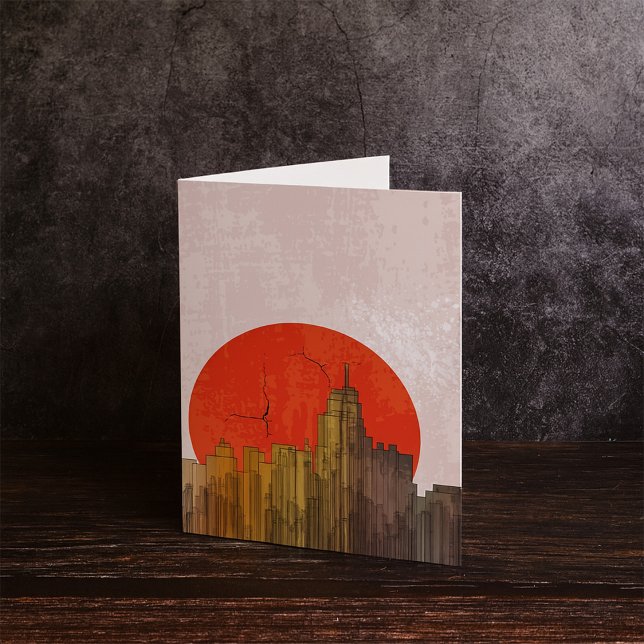 Carte Skyline urbain avec Red Sun Grunge Cityscape (Créateur téléchargé)