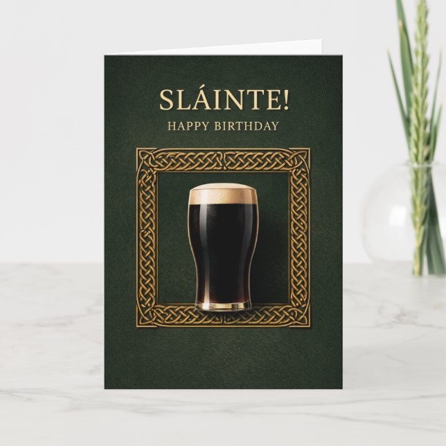 Carte Slainte! Modern Celtic Irish Birthday Card for men (Devant)