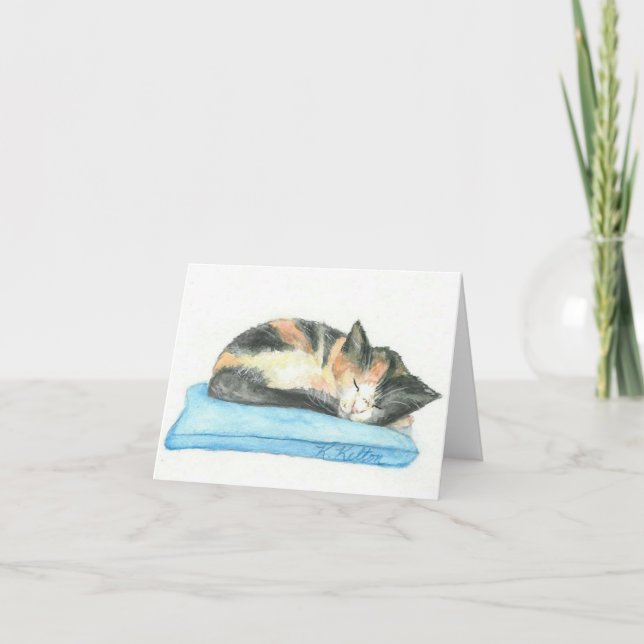 Carte Sleeping Calico Kitten Notecard (Devant)
