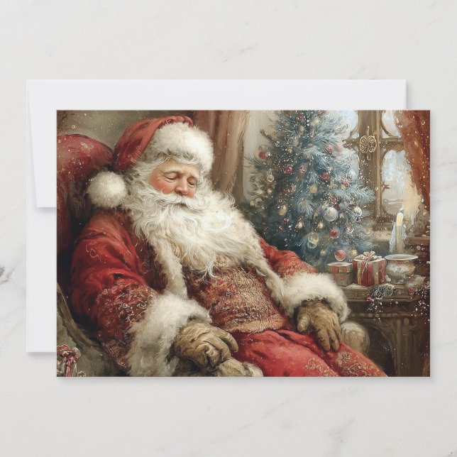 Carte Sleeping Santa Claus Happy Holidays Flat (Devant)