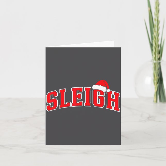 Carte Sleigh Christmas Varsity Text With Santa Hat Famil (Devant)