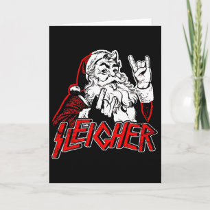 Carte Sleigher Salut Santa Heavy Metal Noël Pour Hommes