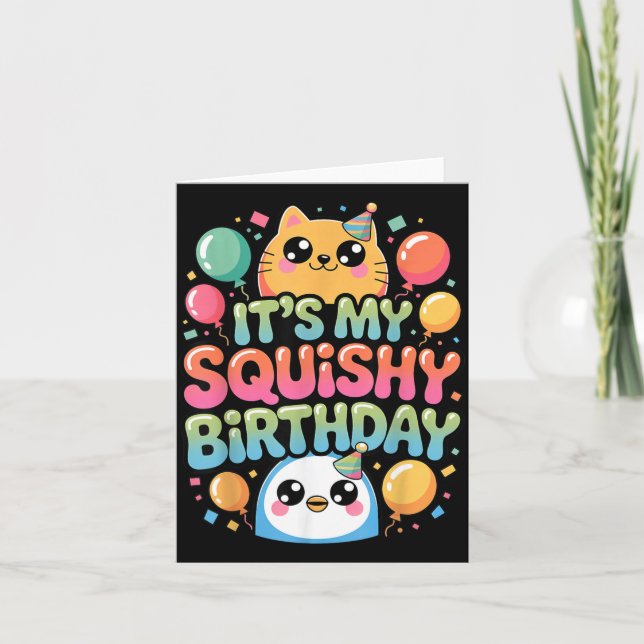 Carte Slime Anniversaire Mou Squish Squad Mignons Squish (Devant)
