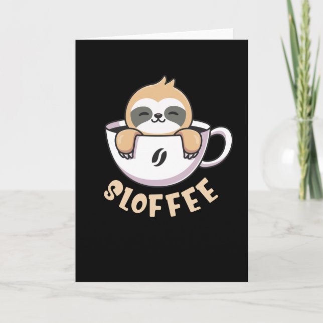 Carte Sloffee Cute Sloth En Coffee Cup (Devant)