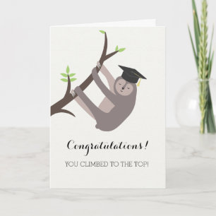 Carte Sloth Graduation Card Yellow Gold