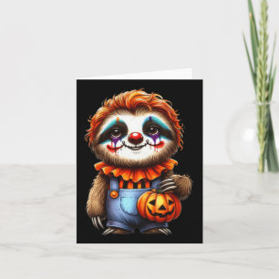 Carte Sloth Halloween Clown tenue mignonne Kawaii Sloth