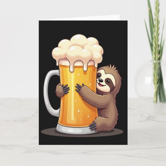 Carte Sloth Loves Beer Funny Card (Devant)