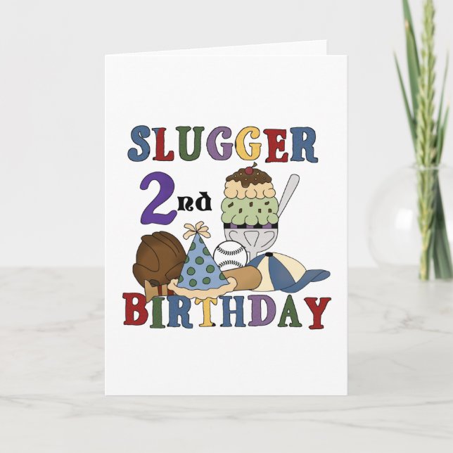 Carte Slugger de baseball 2e Anniversaire t-shirts et ca (Devant)