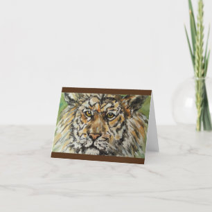 Carte Small, 4" x 5.6" Folded Tiger Greeting Card