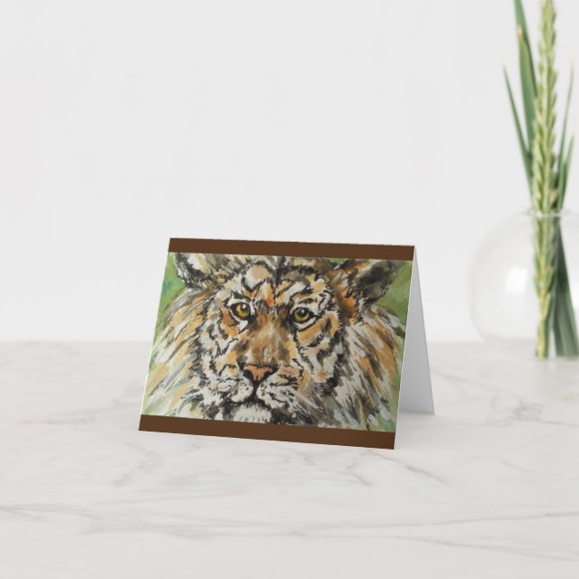 Carte Small, 4" x 5.6" Folded Tiger Greeting Card (Devant)