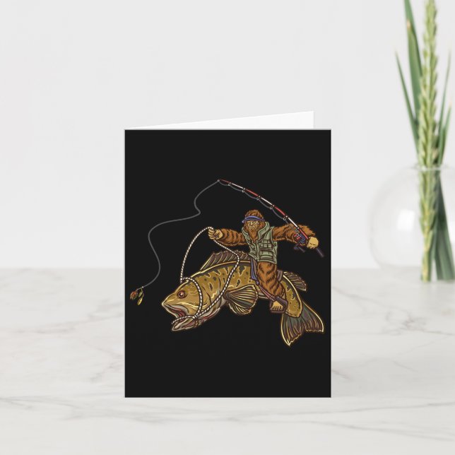 Carte Smallmouth Byss Fishing Bigfoot pêcheur (Devant)