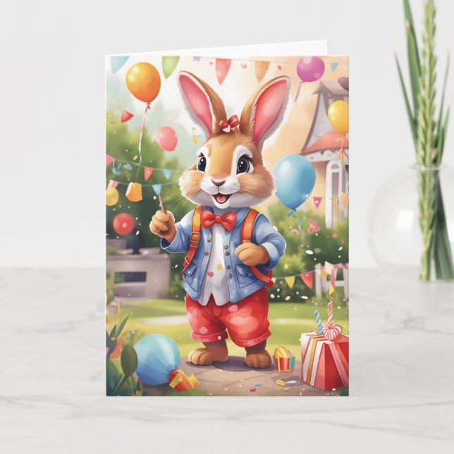 Carte Smart bunny, fête en plein air dans le jardin | Ca (Devant)