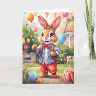 Carte Smart bunny, fête en plein air dans le jardin Ca