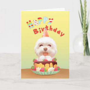 Carte Smile Pup : Joyeux Anniversaire Bichon & Cake Art