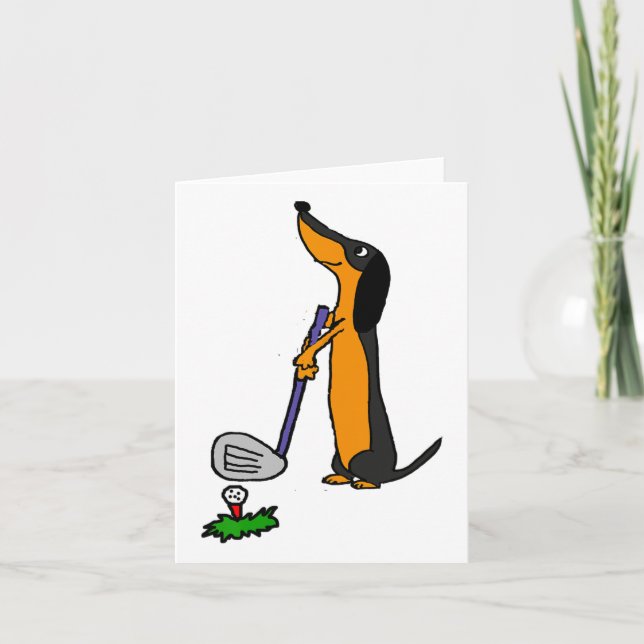 Carte Smiletodaytees Funny Dachshund Dog Golf (Devant)
