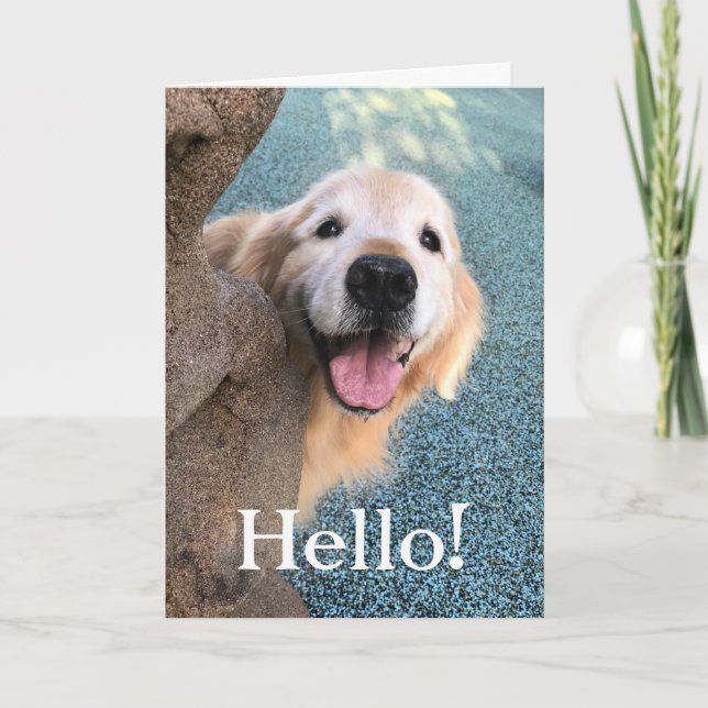 Carte Smiling Golden Retriever Chien se précipitant pour (Devant)