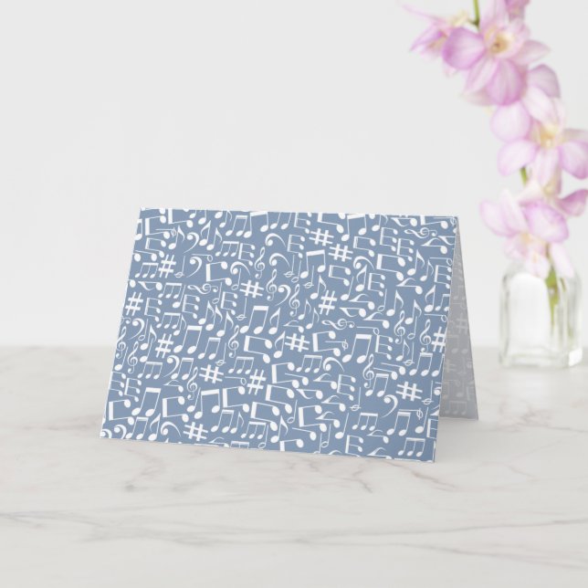Carte Smokey Blue avec des notes de musique dansantes (Orchidée)