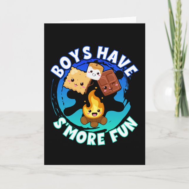 Carte Smore Fun Boys Enfants Camping Camping Feu (Devant)