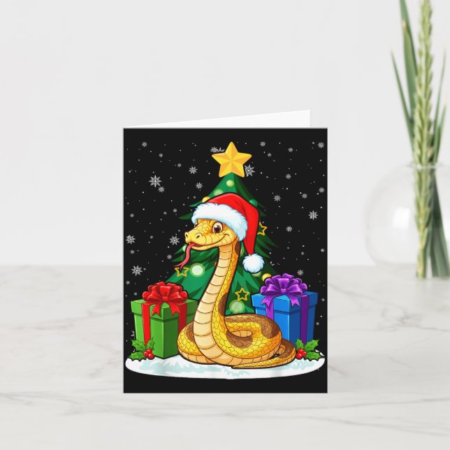 Carte Snake Santa Hat Christmas Pajama Cute Animal Snowf (Devant)