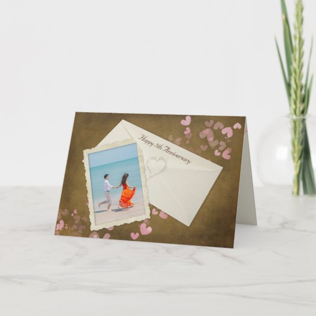 Carte Snapshot du 5e anniversaire avec coeur (Devant)