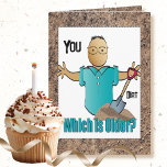 Carte Snarky Humour Funny Homme Ethnic Cartoon Anniversa<br><div class="desc">J'ai entendu le dicton "Il est plus âgé que la tête" ? Cette carte drôle peut être personnalisée avec son nom pour ajouter une touche personnalisée!</div>