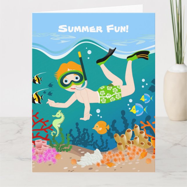 Carte Snorkeling garçon sous la mer (Devant)