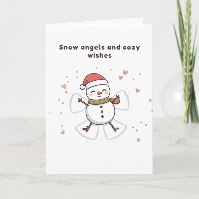 Carte Snow Angels and Cozy Wishes Cute Puchi Dōshi card (Devant)