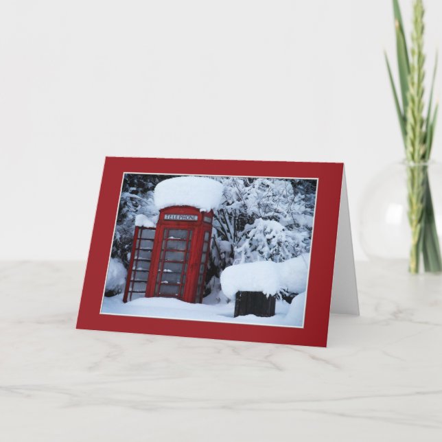 Carte Snow Covered English Phone Box Blank Card (Devant)