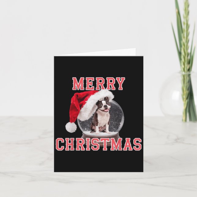 Carte Snow Globe Noël French Buldog (Devant)