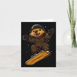 Carte Snowboard Animaux - Castor Sur Snowboard Snowbo