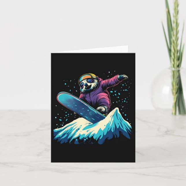 Carte Snowboard Animaux - Parcours Sur Un Snowboard Snow (Devant)